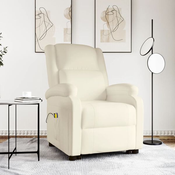 vidaXL Fauteuil de massage Cr&egrave;me Similicuir