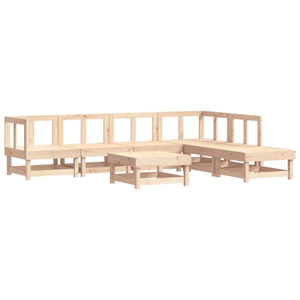 vidaXL Salon de jardin 7 pcs avec coussins bois massif