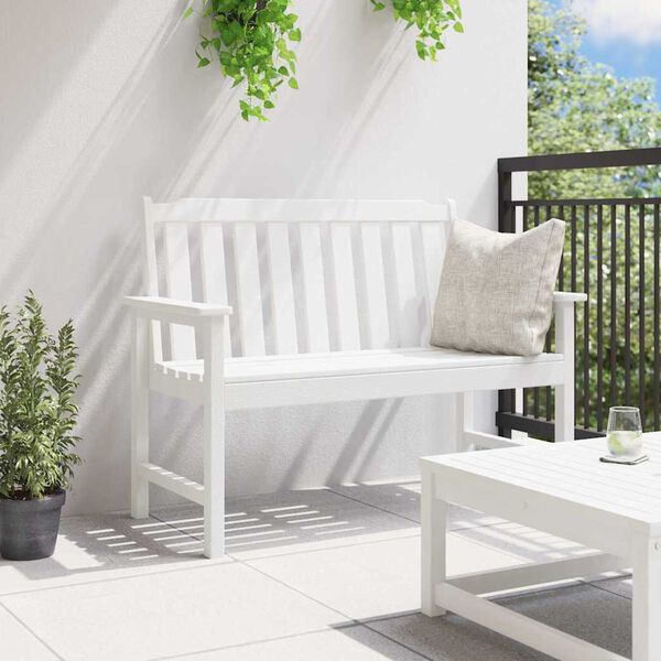 vidaXL Banc de jardin avec coussin Blanc 120 x 59 x 88cm HDPE