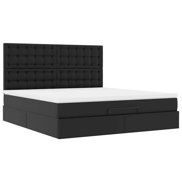 VidaXL Cadre de lit ottoman avec matelas noir 160x200 cm similicuir