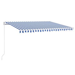 vidaXL Auvent manuel r&eacute;tractable avec LED 450x350 cm Bleu et blanc