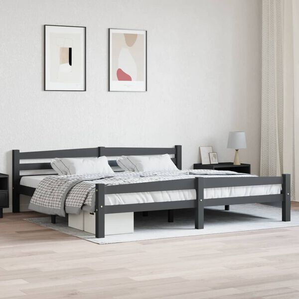 vidaXL Cadre de lit sans matelas gris foncé pin massif 200x200 cm