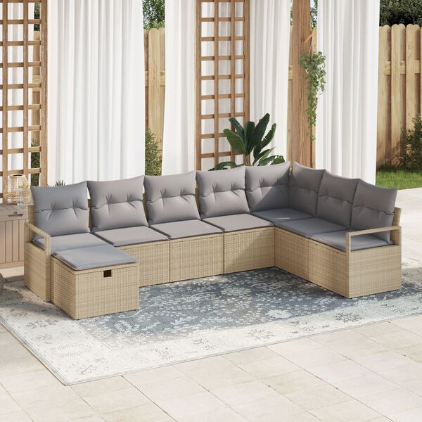 vidaXL Ensemble de Canap&eacute;s 8 pcs Beige et Gris clair polyrotin