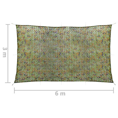vidaXL Filet de camouflage avec sac de rangement 3x6 m Vert