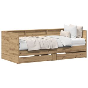 vidaXL Lit d'appoint Ch&ecirc;ne artisanal 100 x 200 cm Bois d'ing&eacute;nierie