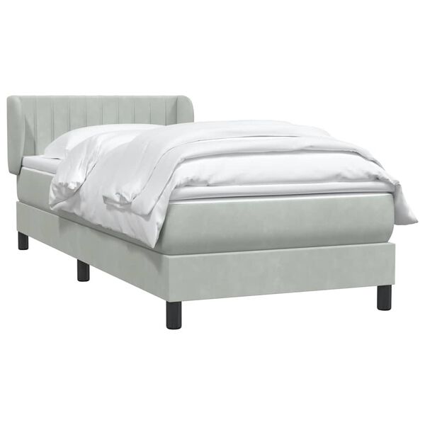 vidaXL Sommier &agrave; lattes de lit et matelas gris clair 80x220 cm velours
