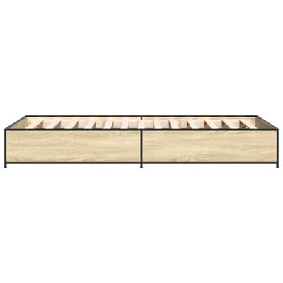 vidaXL Cadre de lit chêne sonoma 75x190 cm bois d'ingénierie et métal