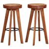 vidaXL Tabourets de bar 2 pcs Cuir v&eacute;ritable et bois d'acacia solide