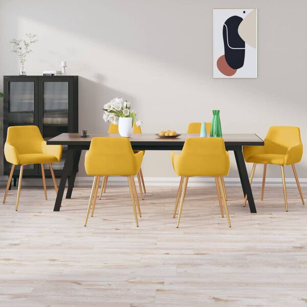 vidaXL Chaises &agrave; manger lot de 6 jaune velours