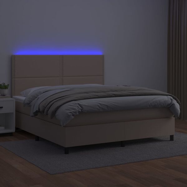 vidaXL Sommier &agrave; lattes de lit avec matelas LED Cappuccino 180x200 cm