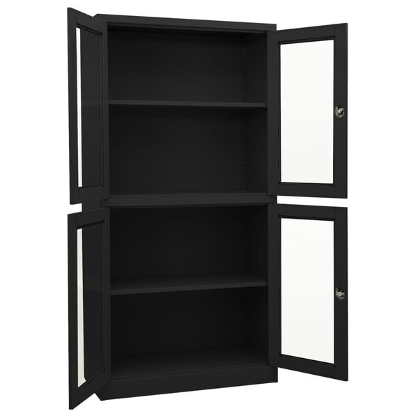 vidaXL Armoire de bureau Anthracite 90x40x180 cm Acier et verre trempé