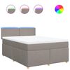 vidaXL Sommier &agrave; lattes de lit avec matelas Taupe 140x200 cm Tissu