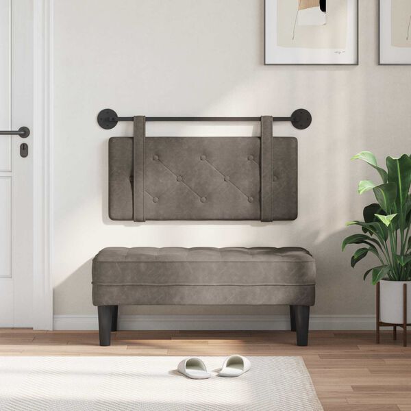 vidaXL T&ecirc;te de lit suspendue Montage mural Gris 90 cm PU antique
