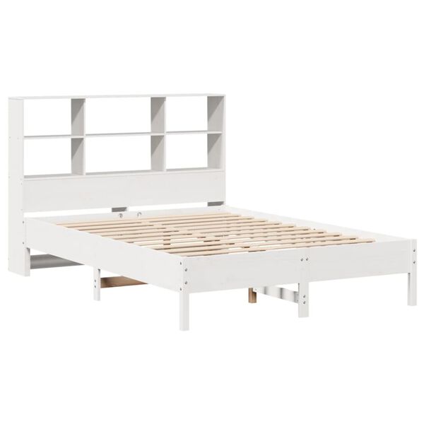 vidaXL Lit biblioth&egrave;que sans matelas blanc 140x190 cm bois pin massif
