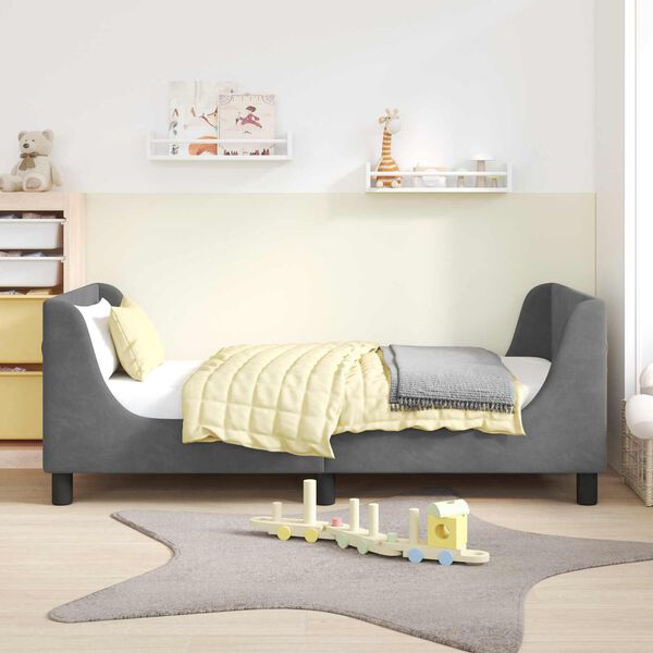 vidaXL Cadre de lit pour enfants avec t&ecirc;te de lit Gris fonc&eacute;