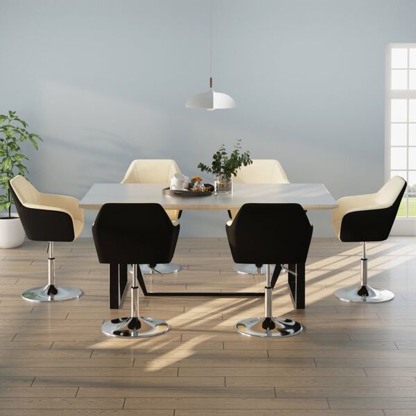 vidaXL Chaises &agrave; manger lot de 6 cr&egrave;me et noir similicuir