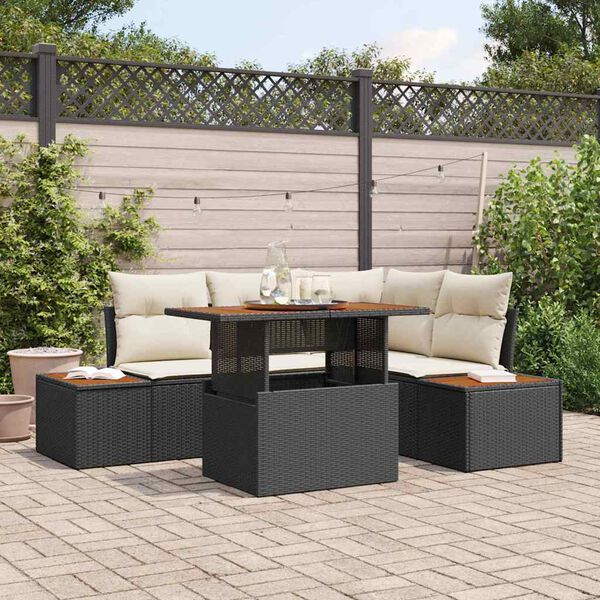 vidaXL Ensemble de canap&eacute; de jardin 5 pcs Noir Poly rotin