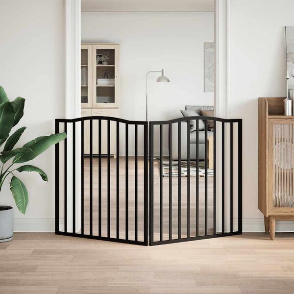 vidaXL Barri&egrave;re pour chien pliable 2 panneaux noir bois de peuplier