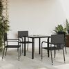 vidaXL Ensemble &agrave; manger de jardin 5 pcs noir r&eacute;sine tress&eacute;e et acier