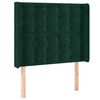 vidaXL T&ecirc;te de lit avec oreilles Vert fonc&eacute; 93x16x118/128 cm Velours