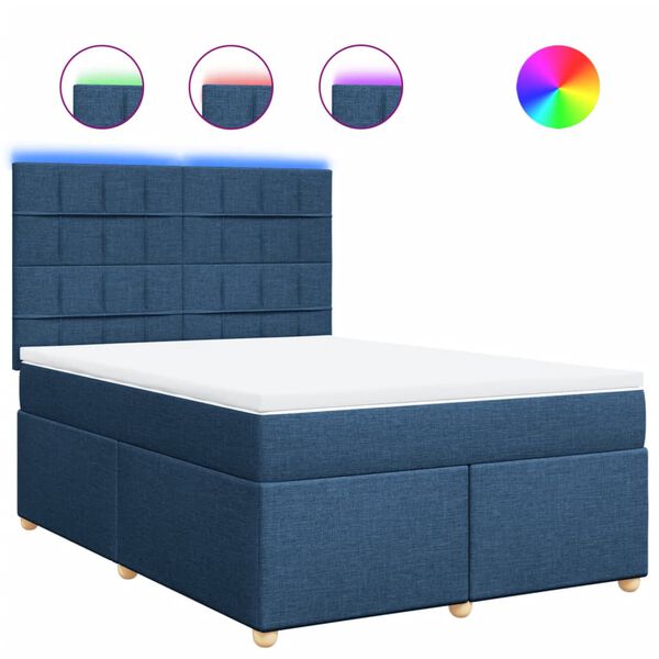 vidaXL Sommier &agrave; lattes de lit avec matelas Bleu 160x200 cm Tissu