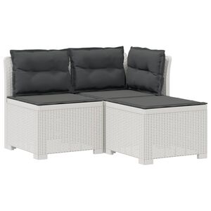 vidaXL Canap&eacute; de jardin 3 places avec coussins look rattan PP Blanc