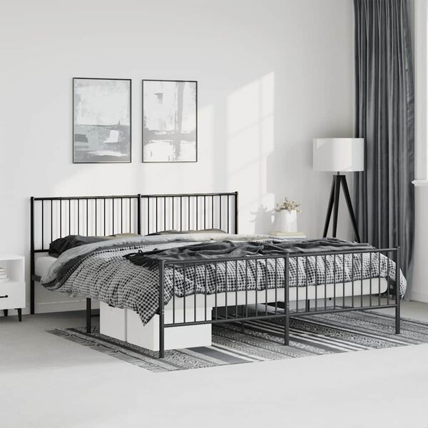 vidaXL Cadre de lit métal sans matelas avec pied de lit noir 183x213cm