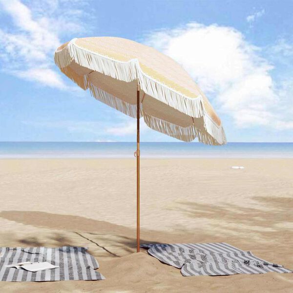 vidaXL Parasol de plage Jaune et blanc 160 x 160 x 196 cm