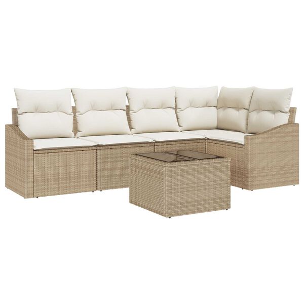 vidaXL Ensemble de canap&eacute; de jardin 6 pcs Beige et cr&egrave;me polyrotin