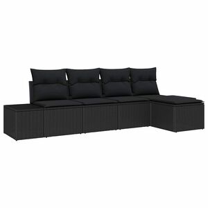 vidaXL Ensemble de canap&eacute; de jardin 5 pc Noir polyrotin