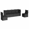 vidaXL Salon de jardin 6 pcs avec coussins noir r&eacute;sine tress&eacute;e