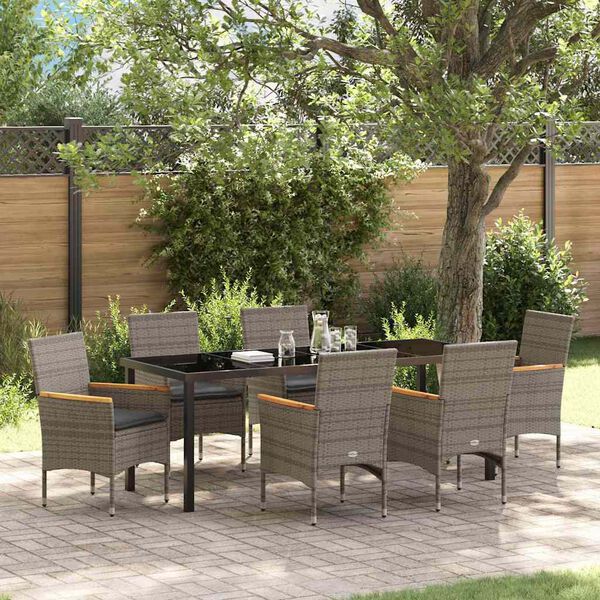 vidaXL Ensemble de salle &agrave; manger pour jardin 7 pcs Gris polyrotin
