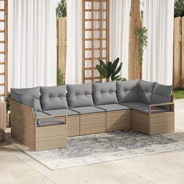 vidaXL Ensemble de canap&eacute; de jardin 7 pcs Beige et Gris clair