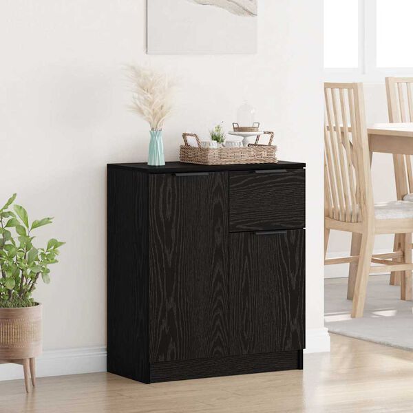 vidaXL Buffet avec tiroir Ch&ecirc;ne noir 60 x 30 x 70 cm Bois d'ing&eacute;nierie