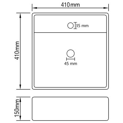 vidaXL Lavabo carré de luxe à trop-plein Crème mat 41x41 cm Céramique