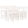 vidaXL Ensemble de bar de jardin 9 pcs blanc bois de pin massif