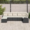 vidaXL Ensemble de canapé de jardin avec coussin 7 pcs Noir Poly rotin