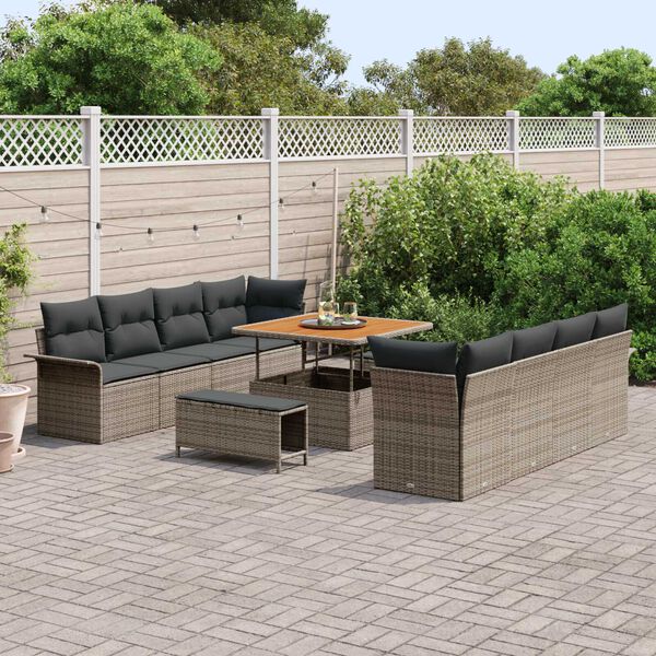 vidaXL Ensemble de canap&eacute; de jardin avec coussin 11 pcs Gris