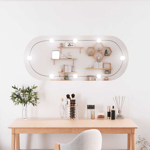 vidaXL Miroir mural avec lumi&egrave;res LED 25x60 cm verre ovale