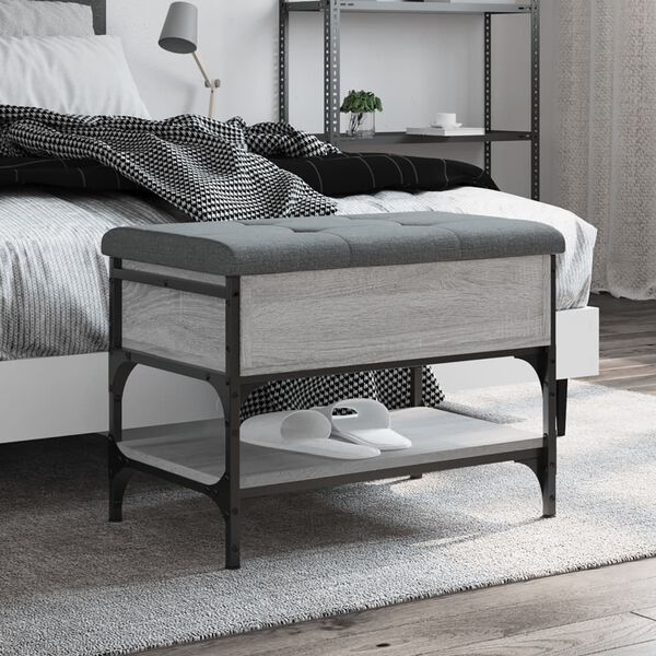 vidaXL Banc &agrave; chaussures sonoma gris 62x42x45 cm bois d'ing&eacute;nierie