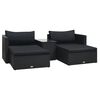 vidaXL Salon de jardin 5 pcs avec coussins r&eacute;sine tress&eacute;e noir