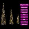 vidaXL Sapin de No&euml;l 3 pcs Blanc chaud 20 x 20 x 80 cm Rotin