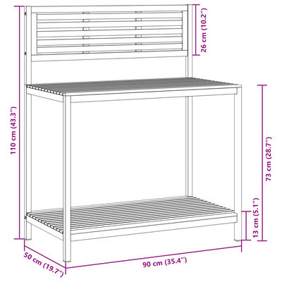 vidaXL Table de travail de jardin bois d'acacia solide et acier