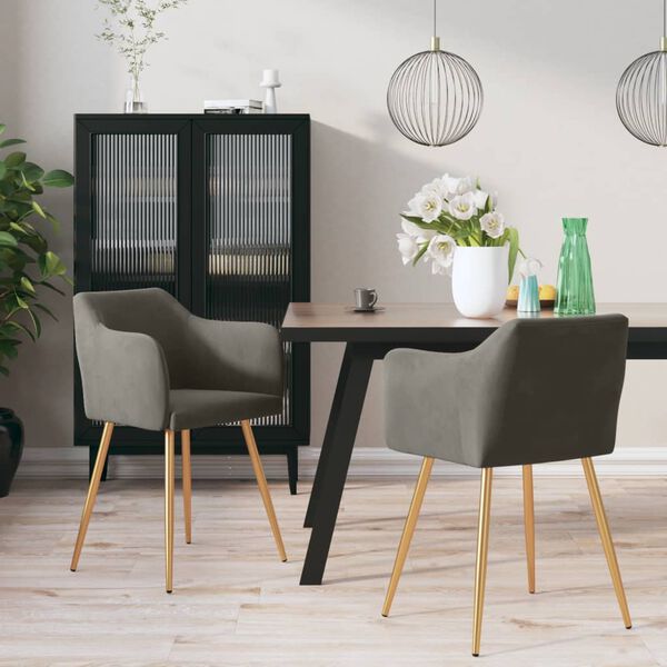 vidaXL Chaises &agrave; manger lot de 2 Gris fonc&eacute; Velours