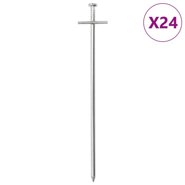 vidaXL Piquets de tente 24 pcs 23 cm &Oslash;6 mm acier galvanis&eacute;