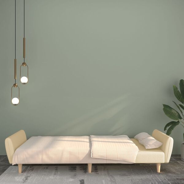 vidaXL Canap&eacute;-lit &agrave; 2 places Cr&egrave;me Tissu