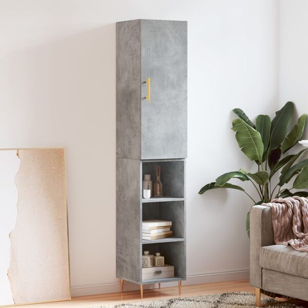 vidaXL Buffet haut Gris b&eacute;ton 34,5x34x180 cm Bois d'ing&eacute;nierie