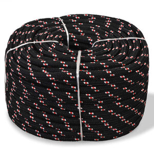 vidaXL Corde de bateau Polypropyl&egrave;ne 10 mm 50 m Noir