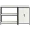 vidaXL Ensemble de rangement cuisine 2 pcs Blanc Acier lamin&eacute; &agrave; froid