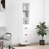 vidaXL Buffet haut Blanc 34,5x34x180 cm Bois d'ing&eacute;nierie